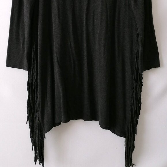 Cato Womens Black Long Sleeve Round Neck Fringe Short Mini Dress Size L Pre Owne - Picture 3 of 7